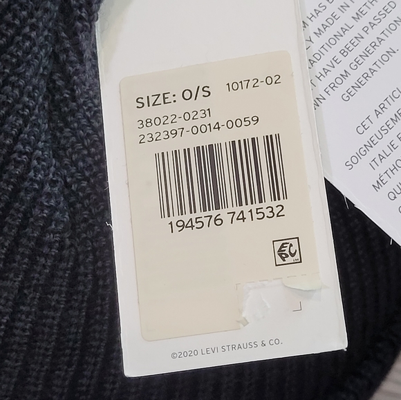 (NWT) LEVI STRAUSS MADE IN ITALY WINTER HAT 100%WOOL SOLID BLACK ONE SIZE - Picture 10 of 10